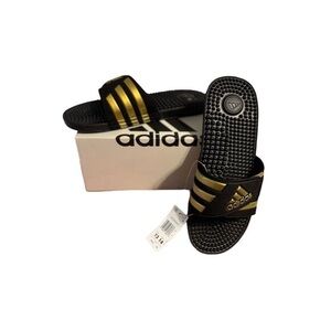Adidas Adissage Slides Sandals Black/Gold Men’s Size 13/14 Casual Slip On